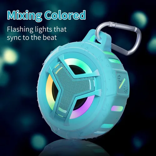 Miniatura 5 de EBODA - Altavoz de ducha impermeable con Bluetooth, IPX7, flotante, portátil, inalámbrico, pequeños altavoces, tiempo de reproducción de 24H con luz