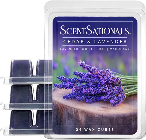 ScentSationals Cera perfumada de cedro y lavanda, lavanda, cedro blanco y caoba, 10 onzas (24 cubos)