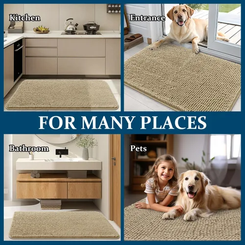 Miniatura 8 de OLANLY - Tapete para puerta de perro y patas sucias, absorbe la humedad y la suciedad, antideslizante, lavable, de felpilla de secado rápido