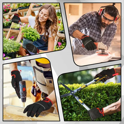 Miniatura 6 de MOREOK Guantes de trabajo de jardinería para hombres/mujeres [fortalece la protección de la palma] guantes protectores de utilidad guantes