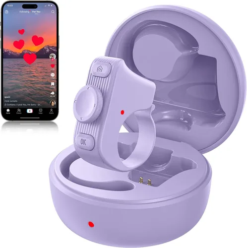 MILOUZ Anillo de desplazamiento remoto para Tiktok, girador de páginas para aplicación Kindle, control remoto de obturador de cámara Bluetooth para