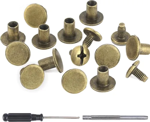 YORANYO 150 juegos de tornillos Chicago de 0.315 pulgadas (0.315 in), remaches de cuero para tela, tornillos de fijación de Chicago, botones de