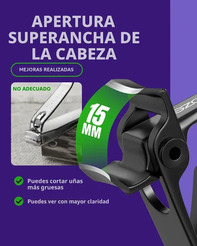Miniatura 2 de Juego de cortaúñas con apertura de mandíbula ultra ancha, cortaúñas para uñas gruesas, cortador de uñas resistente, cortaúñas de acero inoxidable