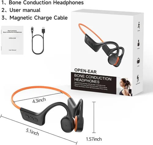 Miniatura 8 de Auriculares de conducción ósea, auriculares Bluetooth inalámbricos impermeables IPX7, auriculares de oreja abierta, micrófono integrado Bluetooth