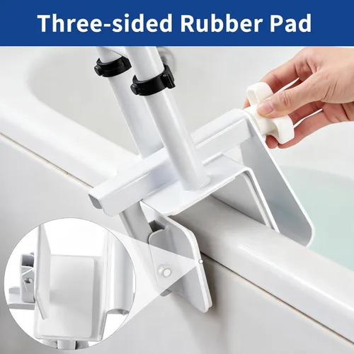 Miniatura 6 de Barra de agarre ajustable para bañera para personas mayores, ajuste de altura de 3 niveles (13.7 a 15.7 pulgadas), se adapta a paredes de bañera