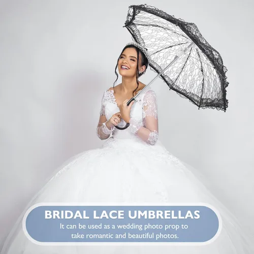 Miniatura 3 de GANAZONO Paraguas de encaje Paraguas Vintage Bordado Parasol Romántico Señora Blanco