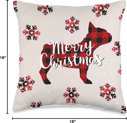 Miniatura 4 de Cojín de regalo de Navidad con diseño de Bulldog Francés Frenchie para perro, mamá, papá, adorno de Navidad, 16.0 x 16.0 in, multicolor