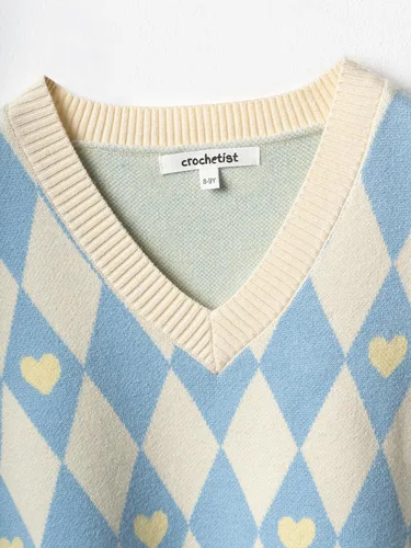 Miniatura 3 de Crochetist Chaleco de suéter para niños, chaleco para niñas, cuello en V, linda camiseta sin mangas
