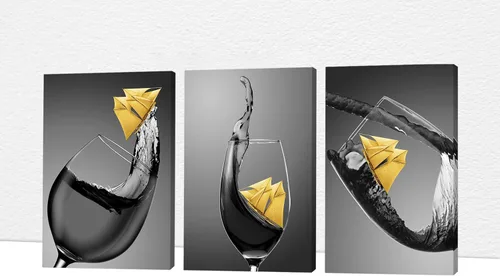 Miniatura 49 de Arte de pared de comedor y cocina, arte moderno para pared, cuadros para cocina y comedor, arte de pared de copas de vino tinto, arte de pared