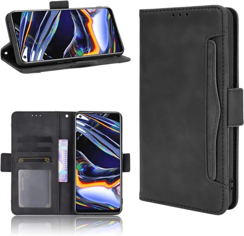 Funda para Oppo Realme 7 Pro Funda para Oppo Realme 7 Pro RMX2170 Funda de piel sintética con tapa y tapa para Oppo Realme 7 Pro RMX2170, color negro