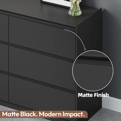 Miniatura 7 de Cómoda extra ancha de 9 cajones para dormitorio, cómoda de madera moderna, armario de almacenamiento resistente sin asas con kit antipuntas, mesa