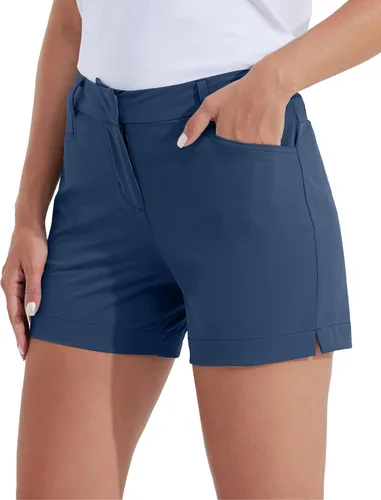 Miniatura 24 de Willit Pantalones cortos de golf de 4.5 pulgadas para mujer, de secado rápido, casuales, con bolsillos, resistentes al agua