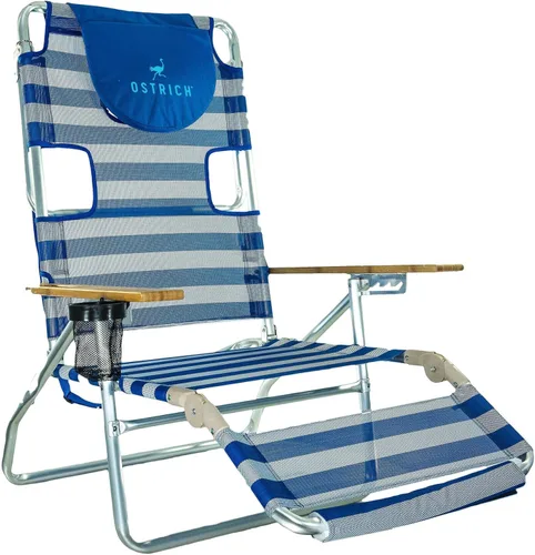 Miniatura 21 de Ostrich 3N1 Silla reclinable ligera para césped, playa, reclinable con reposapiés, Muebles de exterior para patio, balcón, patio trasero o porche