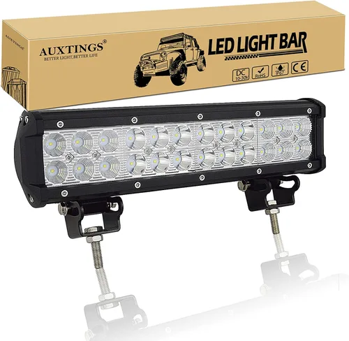 AUXTINGS Barra de luz LED de trabajo de 12 pulgadas de 72 W con foco de inundación para todoterreno, para jeep, todoterreno, furgoneta, caravana,