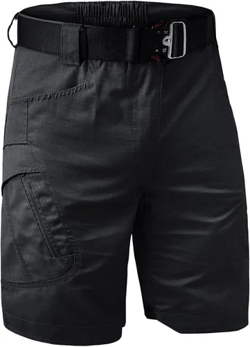 Pantalones cortos tácticos de entrenamiento tipo cargo para hombre, secado rápido, para senderismo, combate, varios bolsillos (sin cinturón)