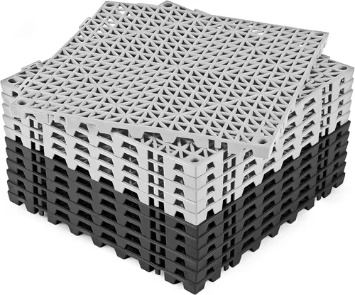Miniatura 26 de ToLanbbt Cojín modular entrelazado 8P de 11.8 x 11.8 pulgadas, agujeros de drenaje de goma entrelazados antideslizantes para cubierta, ducha