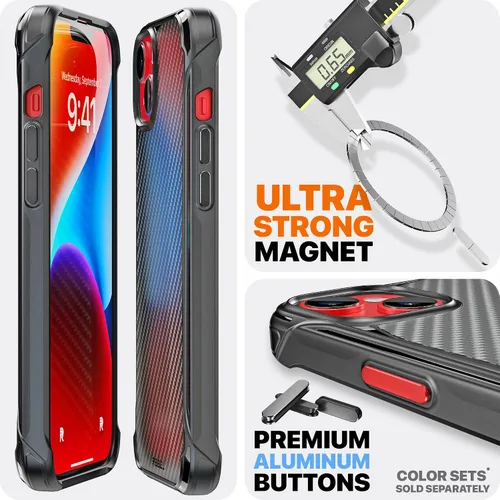 Miniatura 2 de REBEL Funda para iPhone 14 Plus [Serie de fibra de aramida Gen-4] Fuerte compatible con MagSafe, esquinas protectoras a prueba de golpes, botones