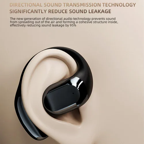 Miniatura 5 de Auriculares con clip de oreja abierta, auriculares inalámbricos de conducción de aire, Bluetooth 5.3, micrófono integrado, reducción de ruido