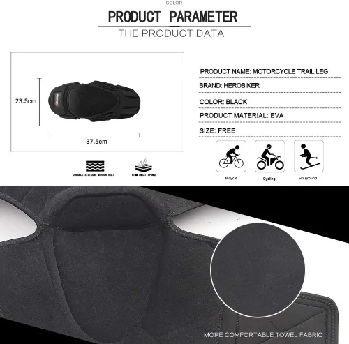 Miniatura 4 de HEROBIKER Rodilleras protectoras para motocicleta, rodilleras protectoras para bicicleta de motocross