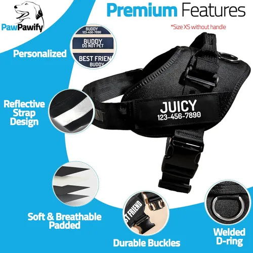 Miniatura 2 de Arnés personalizado sin tirones para perro con 2 parches personalizados para nombre y teléfono, chaleco reflectante transpirable para mascotas