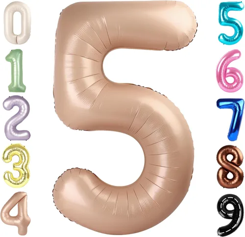 Miniatura 243 de Globos de números de 5 globos de 40 pulgadas, decoraciones de cumpleaños azules para niños y niñas, globos de números azul marino grandes