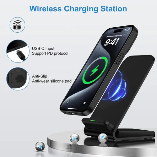 Miniatura 6 de Estación de carga inalámbrica de 15 W inalámbrica rápida para Motorola Edge 60 Stylus/Edge 2024/Moto G Power 2025/50 Neo/Edge+ 2023/Edge 50