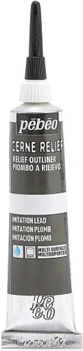 Pebeo Vitrail, Cerne Relief - Pintura dimensional, tubo de 0.7 fl oz con boquilla, plomo de imitación (el embalaje puede variar)
