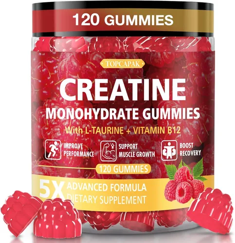 Miniatura 10 de Gomitas de Monohidrato de Creatina para Hombres y Mujeres - Sabor a Arándano, en Forma de Frambuesa - Gomitas de Creatina Masticables con Taurina