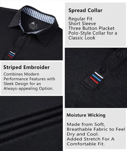 Miniatura 2 de V VALANCH Polo para hombre casual manga larga polo de golf absorbe la humedad cuello