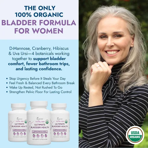 Miniatura 3 de Total Fem Ultimate - Salud de la vejiga para mujeres con D-manosa orgánica USDA, polvo de arándano, Uva Ursi y extracto de flor de hibisco, control