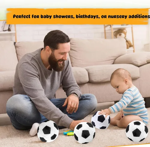 Miniatura 5 de Pelota de fútbol de felpa suave de 3 piezas con chirrido para niños, cumpleaños, deportes, fiesta, regalos, decoración de habitación y dormitorio