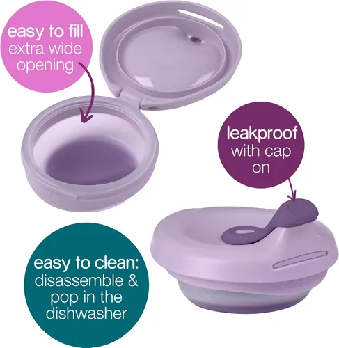 Miniatura 3 de b.box Fill + Feed (Peony), bolsa reutilizable de comida para bebés, para bebés y niños pequeños de 4 meses, bolsa de silicona/nailon, tapa sin BPA