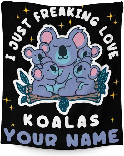 Miniatura 12 de Manta Koala para los amantes del koala, tamaño de cuna de 40 x 50 pulgadas, manta suave y acogedora para regalo, manta negra de dibujos animados