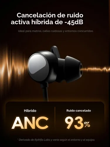 Miniatura 2 de Auriculares híbridos con cancelación activa de ruido Bluetooth 6.0, 5 ENC AI Clear Call Mic Auriculares inalámbricos, auriculares magnéticos