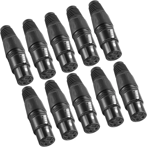 Miniatura 3 de Neewer Micro Snake 3 Pin XLR Cargador Conector 20pcs Audio Jack Micrófono Conector con Cable Cargador 10 Macho y 10 Conectores Hembra Aleación