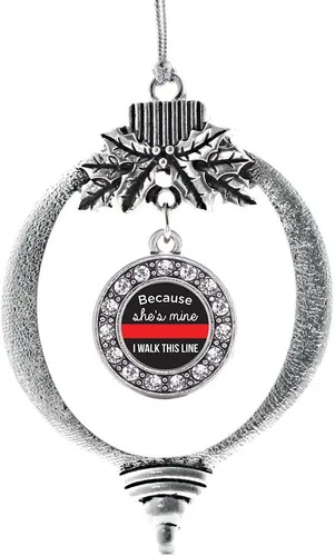Miniatura 139 de Inspired Silver - Bonita bandera estadounidense - Adorno de Navidad plateado - Adorno de árbol de Navidad con dije circular con circonita cúbica