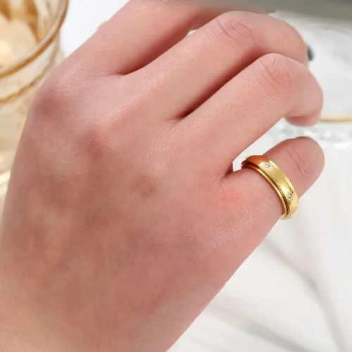 Miniatura 2 de LOXUAKAM Anillos para mujer, chapados en oro de 14 quilates, antiansiedad, con circonitas cúbicas, anillos para aliviar la ansiedad, promesa