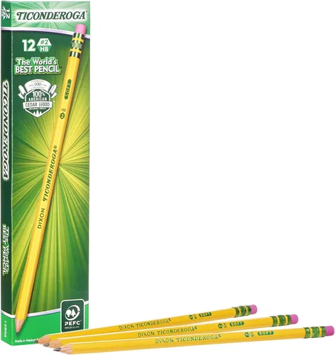 TICONDEROGA Lápices de madera con borradores, 6 cajas preafiladas de 12, 72 lápices en total (13806SP)