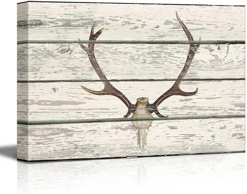 Miniatura 18 de wall26 - Obra de arte con estampado de madera de ciervo en bosque de abedules - Lienzo rústico para pared, arte para el hogar - 16 x 24 pulgadas