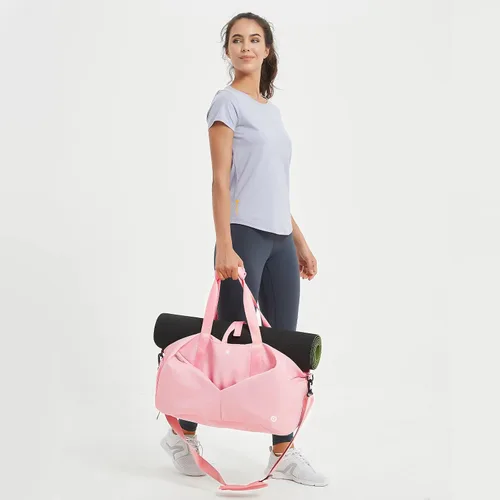 Miniatura 2 de Ceneda Bolsa de lona de gimnasio de 20 pulgadas con bolsillo húmedo para zapatos, portátil, bolsa de fin de semana, bolsa de viaje, bolsa de yoga