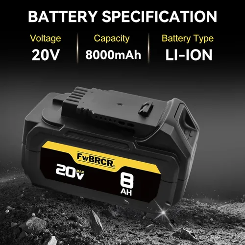 Miniatura 2 de 8.0Ah 20 voltios de repuesto para batería Dewalt 20V Max compatible con baterías Dewalt DCB200 DCB204 DCB206 DCB201 DCB203 DCB181 DCB180 paquete de 2