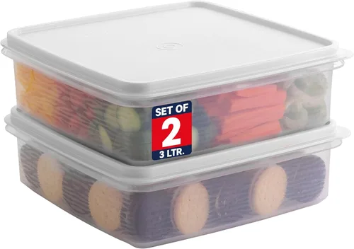 Miniatura 10 de Contenedores de almacenamiento de plástico con tapas, paquete de 2 contenedores para cupcakes de 3 L, recipientes herméticos para almacenamiento