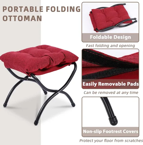 Miniatura 5 de MEETWARM Moderna silla perezosa de tela de algodón con otomana, silla de estar contemporánea con acento contemporáneo, sofá de ocio individual