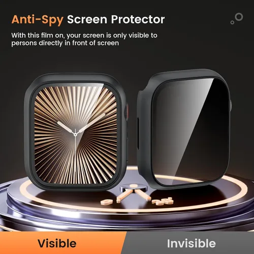 Miniatura 4 de Goton Funda impermeable con protector de pantalla para Apple Watch, película de vidrio templado antiespía para iWatch, carcasa de policarbonato
