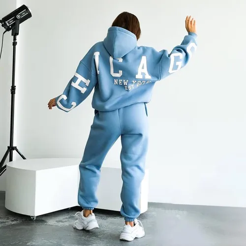 Miniatura 2 de Hugncmy Women's Alphabet Hooded Printed Sweatshirt Long Pants Set Womens Wedding Guest Jumpsuit