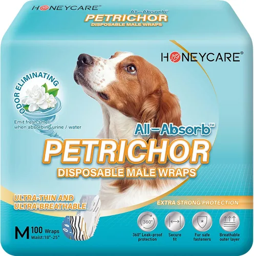 Miniatura 7 de HONEY CARE All Absorb Petrichor - Pañales desechables para perros machos, con olor fresco, extra pequeño, blanco, 100