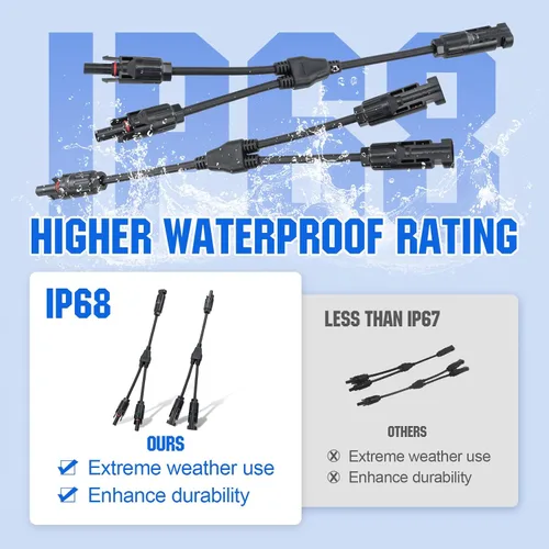 Miniatura 2 de ECO-WORTHY Conectores solares Y rama paralela PV adaptador cable cable enchufe kit de herramientas para panel solar (M/FF+F/MM)