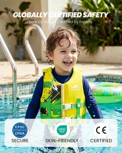 Miniatura 2 de Gogokids Chaleco de natación para niños pequeños, chaleco de natación de alta calidad para niños de 30-40-50-60-70-80 libras, flotadores para niños