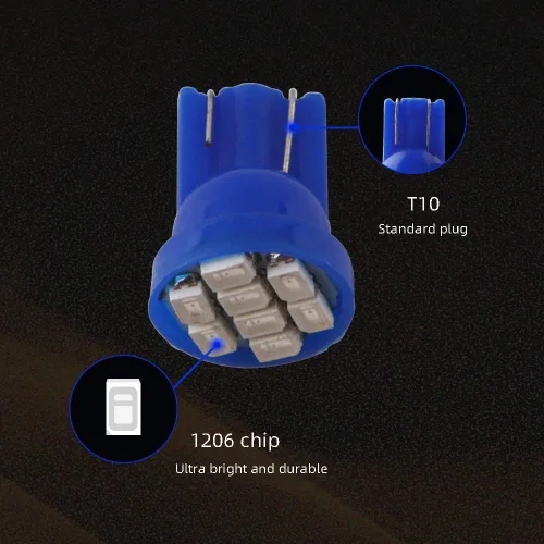Miniatura 4 de Grandview Super brillante 80 lúmenes T10 cuña 194 168 2825 175 192 W5W azul alta potencia 1206 10-SMD luces LED bombilla placa interior mapa cúpula