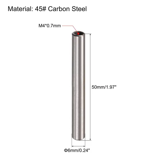 Miniatura 2 de uxcell M4 Pasador de rosca interna 10 unids 0.236x1.969 in biselado plano acero al carbono cilíndrico pin cama estantería dispositivos metálicos